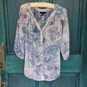 Flowy Paisley Button Down Blouse